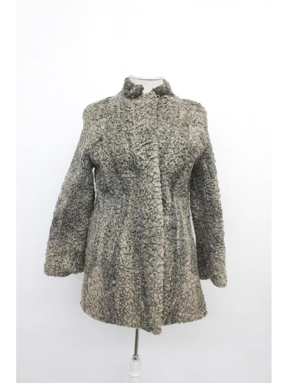 Excellent Gray Curly Lamb Fur Jacket Coat Women Woman Size 2 Petite